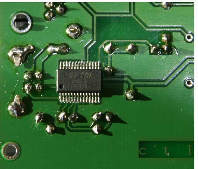 IFP mit verkehrtherum aufgelötetem FT232